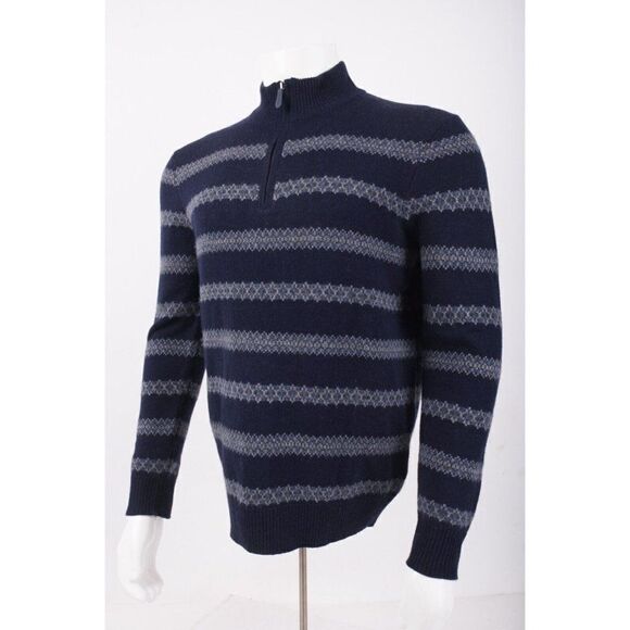 Vineyard Vines Mens Fair Isle Quarter Zip Sweater Pullover Size S Navy Blue NWT - Picture 3 of 6